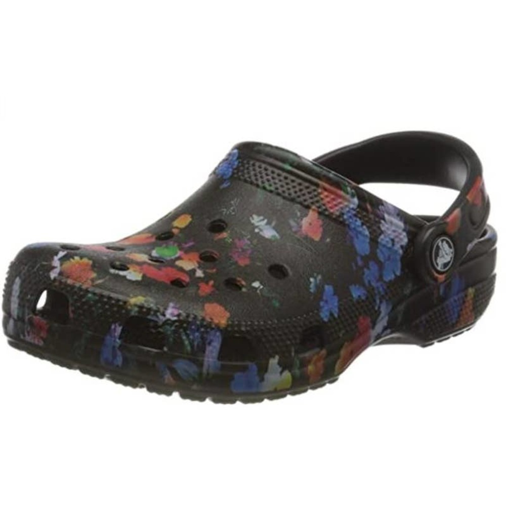 Crocs Women's Classic Printed Floral Clog, Black Multi, 6 Men/ 8 Women